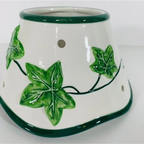 Ivy Vine Candle Shade Yankee Topper Ceramic Scalloped VTG 90s Jar Farmcore Jar S - Picture 7 of 10